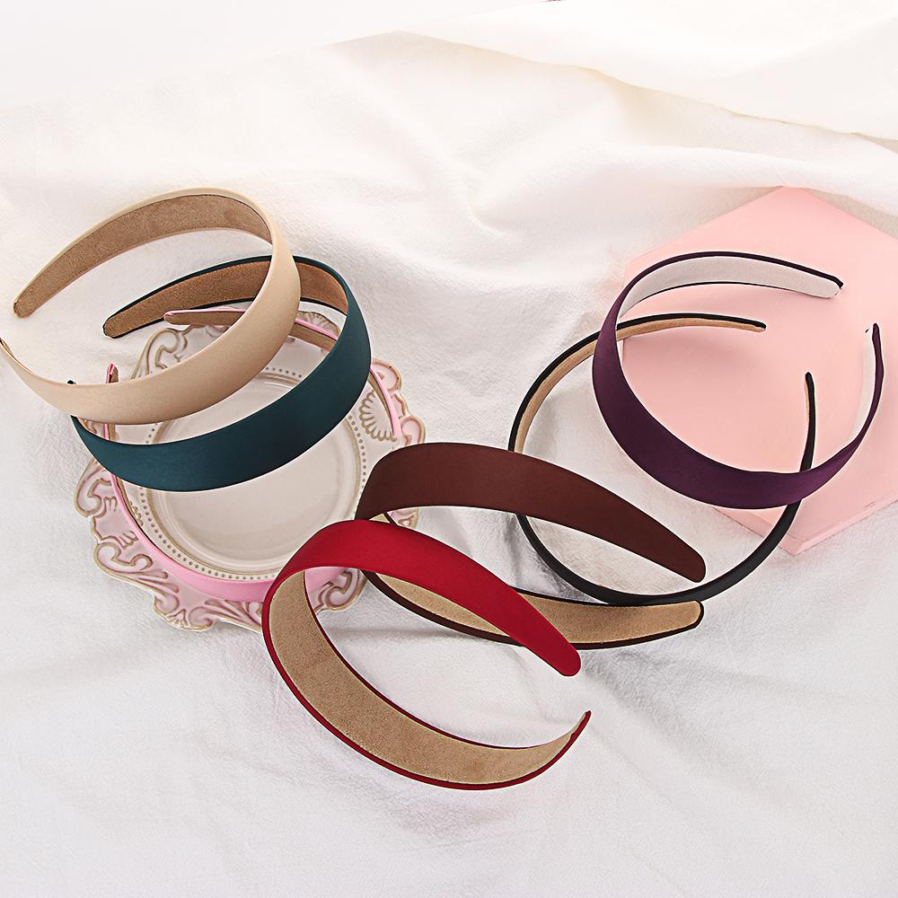 8 Colors Women Satin Alice Hair Band Wide HeadBand Fabric Hair Hoop
