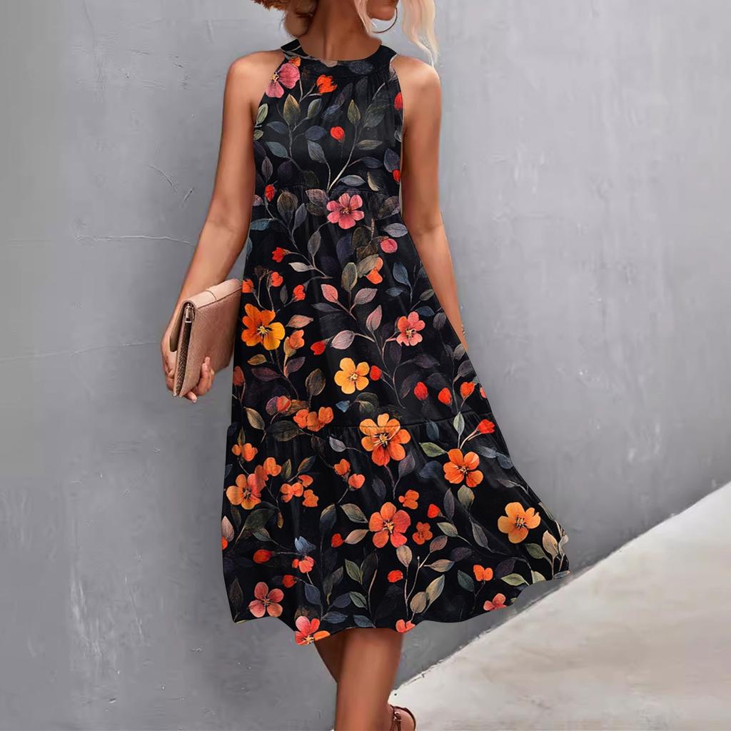 Женские летние платья без рукавов с принтом ко Дню святого Валентина, свободные, повседневные, с висячим вырезом, пляжные платья