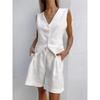 European and American Design Cotton and Linen Suit Vest Shorts Leisure Vest Set Women Suit Vest Shorts Set