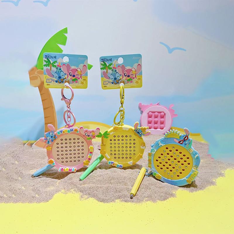 Stitch Summer Beach Steel Ball Art Board Keychain With Pvc Fun Hang Decor For Kids