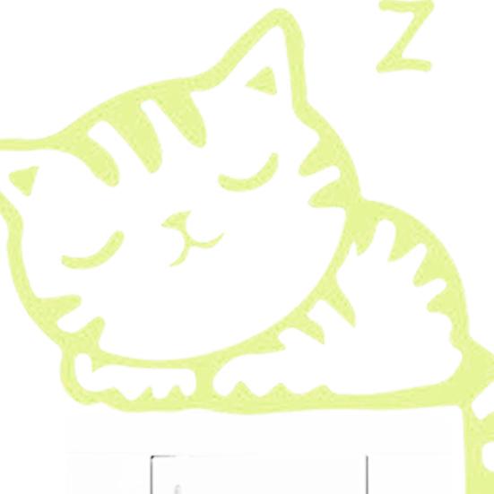 Светящаяся наклейка «Сонный кот», без деформации, для спальни, декоративная, мультяшная, наклейка на переключатель «Сонный кот», очаровательная многоцелевая ПВХ