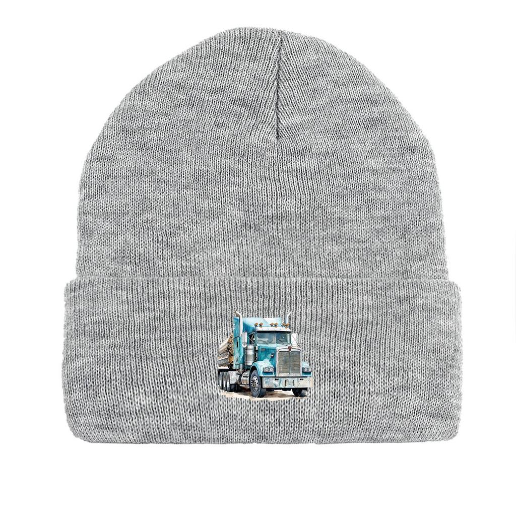 Blue Pickup Truck Warm Knit Hat Beanie, Woman Cap Cozy Lightweight Stylish Headwear Knitted Cap Beanie