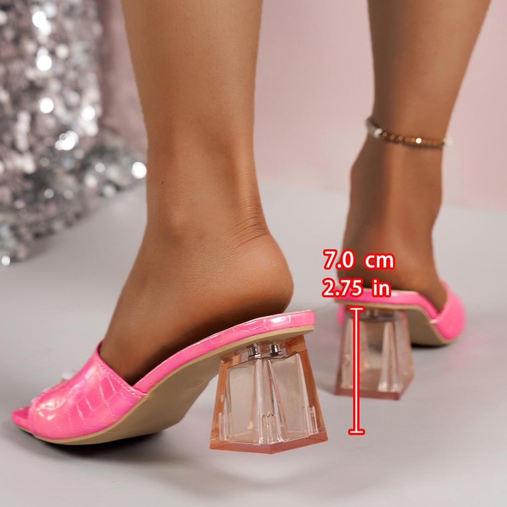 Модные конфетные цвета, сандалии с толстым каблуком и большим квадратным носком для женщин, весна-лето, нескользящие туфли на высоком каблуке, пляжные сандалии с открытым носком