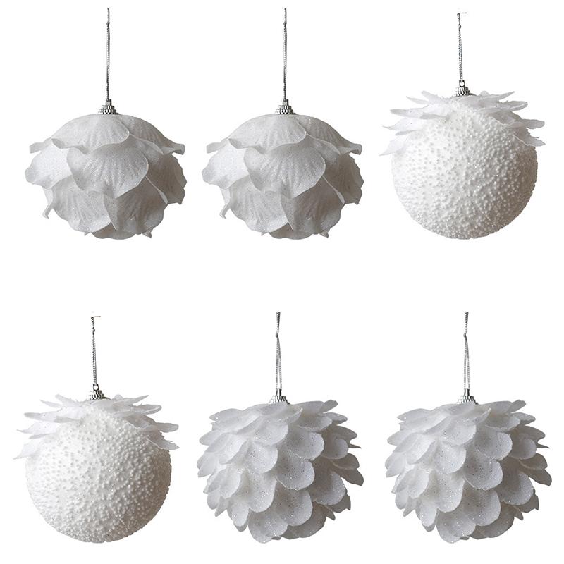 8/10см Пенопластовые Рождественские Шары Украшения Белый Цветочный Шар Подвеска для Рождественской Елки Свадебные Украшения Новогодние Украшения