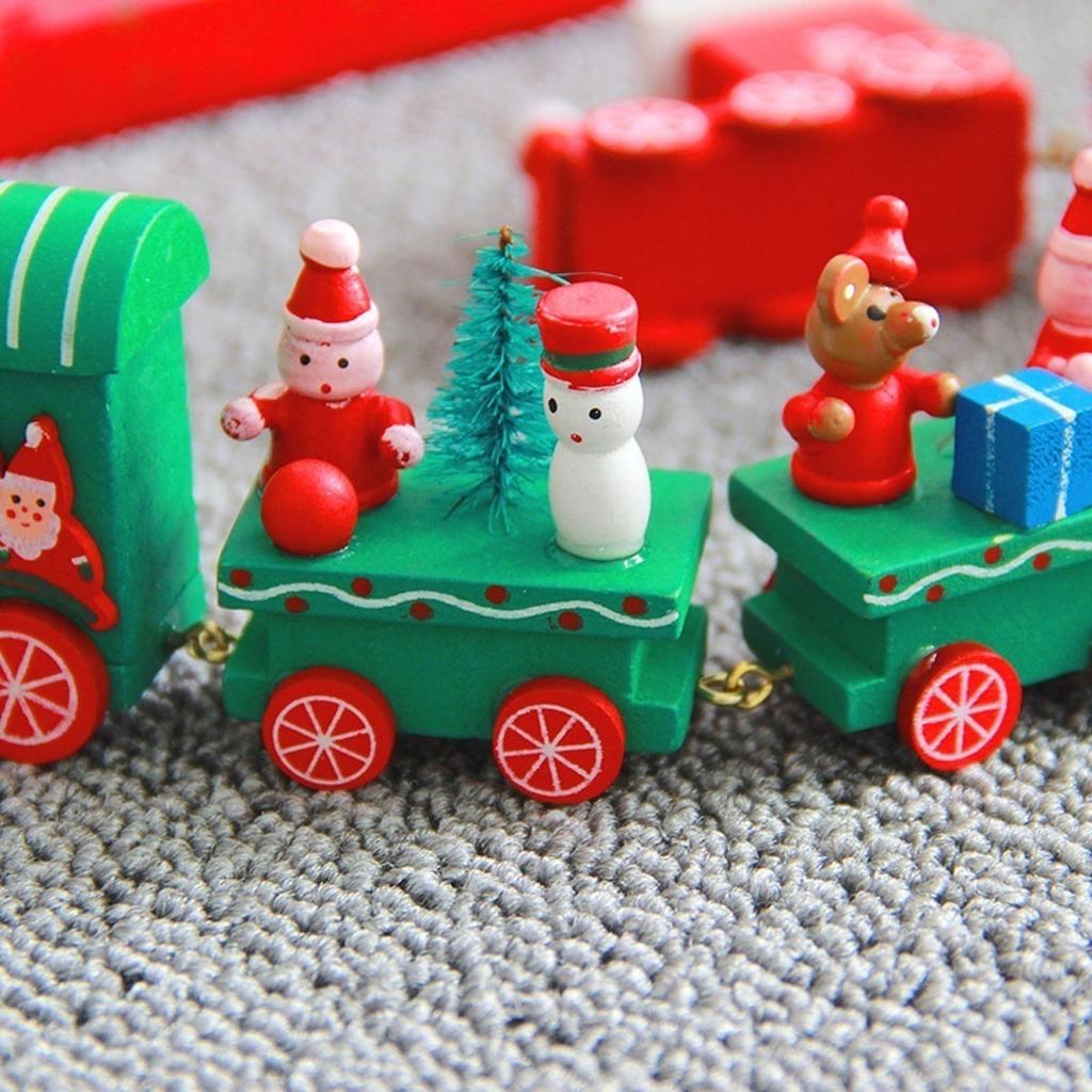 Прекрасное рождественское украшение для дома, маленький поезд, декор в виде деревянного поезда, рождественские украшения, новогодние принадлежности