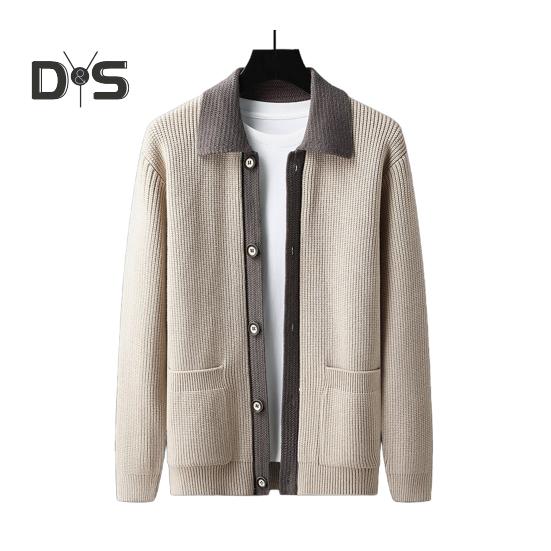 Мужской свитер, пальто, толстый, цветной, застежка на пуговицы, отложной воротник, трикотажный, свободный, сохраняющий тепло, куртка, осень-зима, кардиган, верхняя одежда