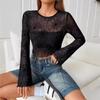 New Elegant Women's Transparent Mushroom Edge Spider Web T-shirt Top Women's Clothing