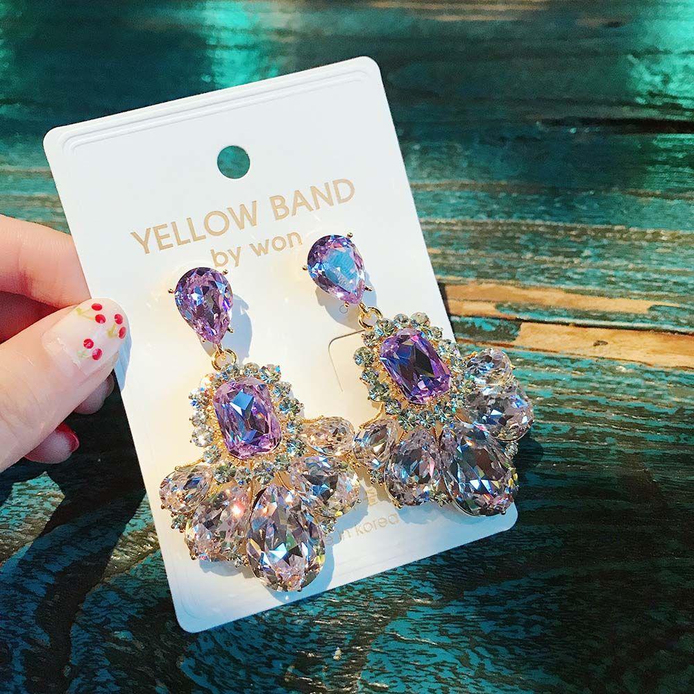 For Women Pendant Crystal Purple Rhinestone Dangle Earrings Drop Earrings Jewelry Stud Earrings