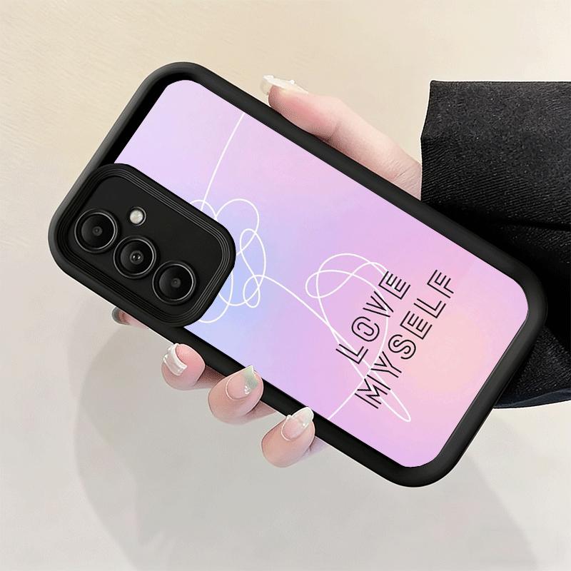 Чехол для телефона Samsung Galaxy A17 A16 A15 A14 A13 Love Yourself Цветок Сердце Линия Kpop A56 A36 A26 A55 A35 A25 A54 A34 A24 A53 A