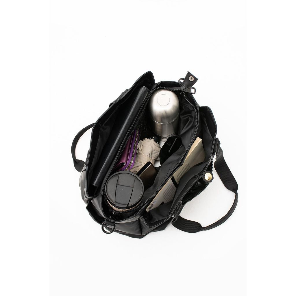 Women's Black Water Resistant 5 Compartment Adjustable Cross Strap Hand And Shoulder Bag