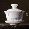 Tea Bowl Ceramic Tea Cup Soup Tureen Chinese Ceramic Gaiwan Porcelain Gaiwan White Lid Bowl Lotus Hand Drawing Gai Wan Shen Puer