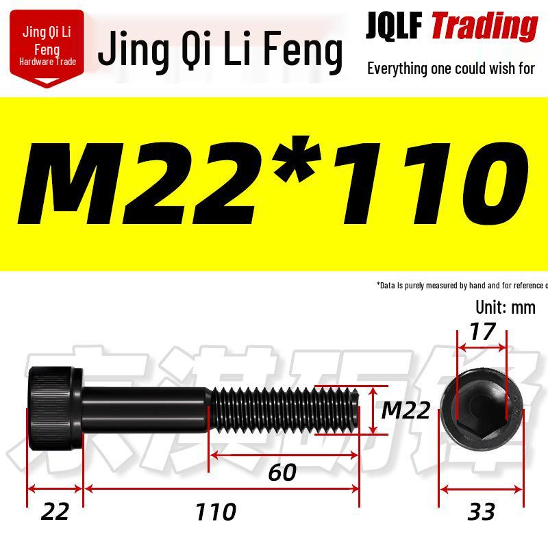 M20-M27 High Strength Blackened Hex Socket Head Cap Screw with Knurled Cylindrical Half Thread