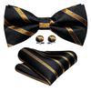 Barry.Wang Men Cravat Ties Jacquare Paisley/Floral/Striped Bow Tie Hanky Cufflinks Set Formal Casual