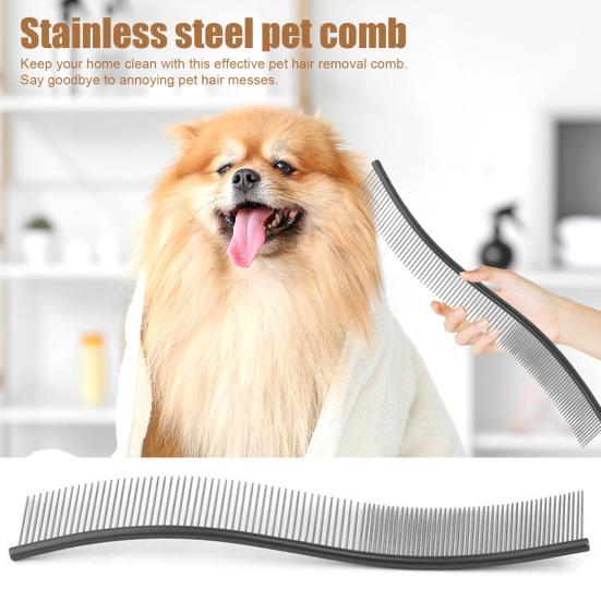 Расческа для вычесывания шерсти домашних животных, изогнутая расческа из нержавеющей стали для ухода за собаками, щетка для удаления шерсти домашних животных для длинношерстных собак и кошек