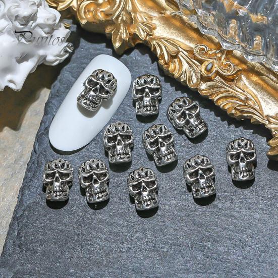 10 шт. Хэллоуин Череп Крест 3D Металлические Подвески для Нейл-арта Готический Панк Стиль Украшения Для Ногтей Аксессуары Для Маникюра DIY