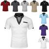 Spring and Summer New Solid Colour Polo Shirt Colour Blocking Men's Polo Shirt Multicolour T-shirt