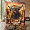 Highland Cow Fabric Patterns Theme blanket Lightweight Warm Flannel Blanket Decorative Throw Blanket for Home Decoration