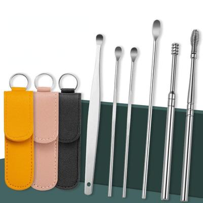 6 шт. инструмент для удаления воска для ушей, палочки для удаления ушной серы, кюретка для чистки ушей, ложка для чистки ушей, уход за здоровьем, ушная палочка