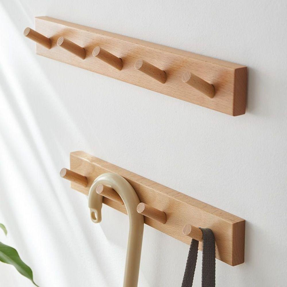 Wall Mounted Key Hook Rack Wooden Door Back Clothes Hook Sundries Storage Hook Housewarming Gift