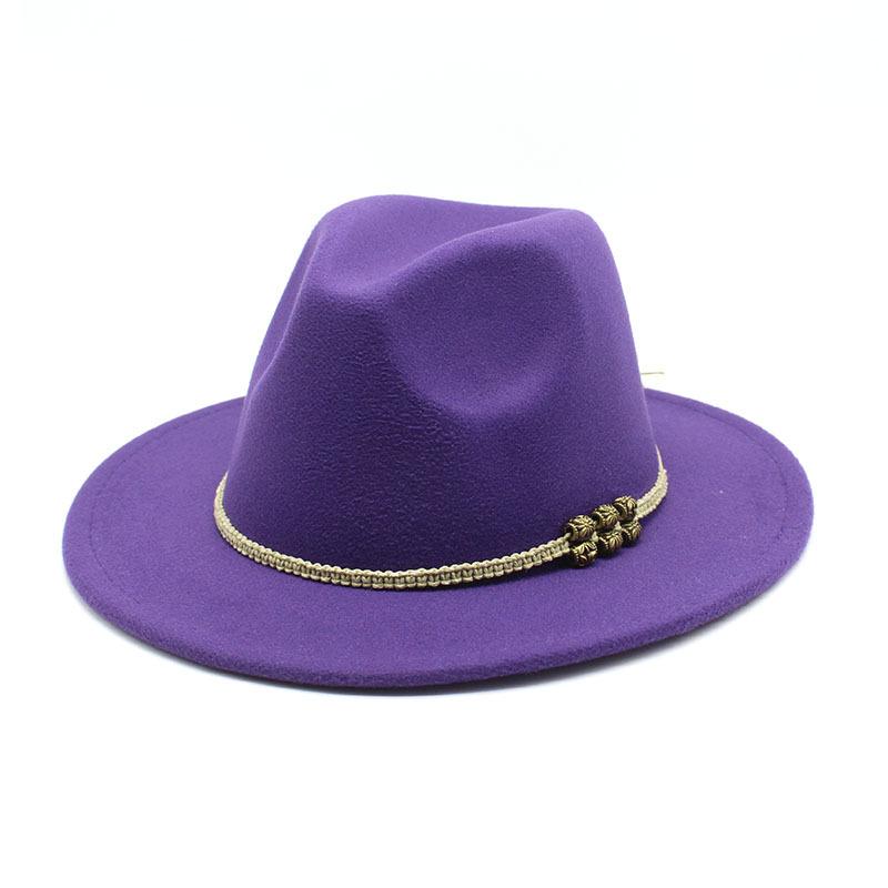 Autumn and winter British style men and women's new jazz woolen hat big eave hat classic fashion woolen hat