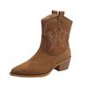 2024 Hot Sale Shoes for Women Sleeve Women's Boots Winter Pointed Toe Suede Middle Tube Chunky Heels Large Size Western Boots