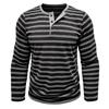 Men's  And Winter Long Sleeve Men's Striped  Three-Button Top