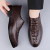 Модные мужские туфли-оксфорды из натуральной кожи с крокодиловым узором, повседневная мужская обувь, деловая обувь для мужчин, универсальные мужские свадебные туфли