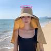 New Large Brim Sun Hat Neck Guard Shawl With Snap Button Fisherman Hat Washable Anti-UV Bucket Hat Beach