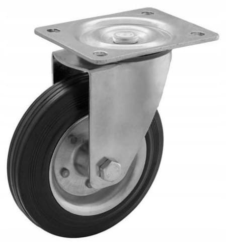 Swivel caster set, 160mm diameter steel-rubber swivel caster