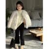 Girls' Autumn and Winter Temperament Warm Jacket Korean Style Solid Color Soft Top