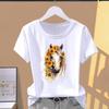 (Asian Size) Graphic Tee T Clothing Casual Flower Horse Style Cute 90s Fashion Print Female Casual  Women's Top Lady Short Sleeve T-shirt