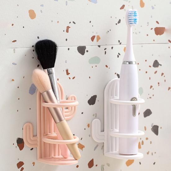 Милый держатель для зубных щеток кактуса, компактный, простой в установке, настенный, без дырокола, водонепроницаемая полка для организации зубных щеток в ванной комнате