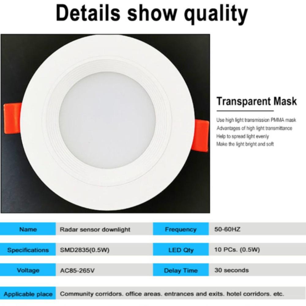 LED Radar Sensing Ceiling Lamp Downlights For Bathroom Stairs Balcony AC 85-265V 5W/7W/9W With Intelligent Radar Sensor Lighting