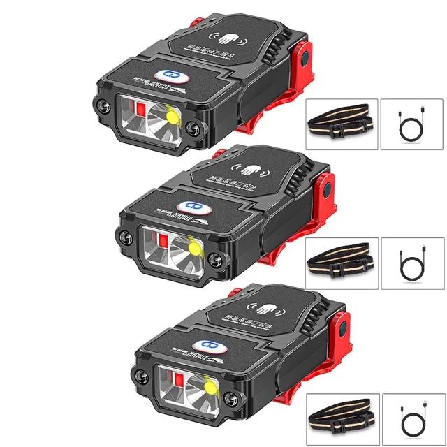 Светодиодный налобный фонарь с датчиком USB, перезаряжаемый через USB, супер яркий рыболовный налобный фонарь с регулируемым углом наклона для кемпинга, рабочий свет