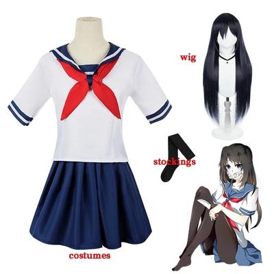 Аниме Yandere Simulator Ayano Aishi, костюмы для косплея, парик, женская школьная форма для девочек, JK, матросская рубашка, юбка, платья, студенческая одежда