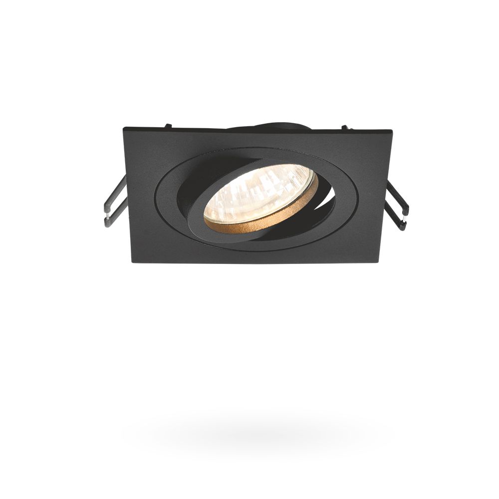 Recessed luminaire, movable eyelet, black, square, halogen, GU10 Spotlight Videx