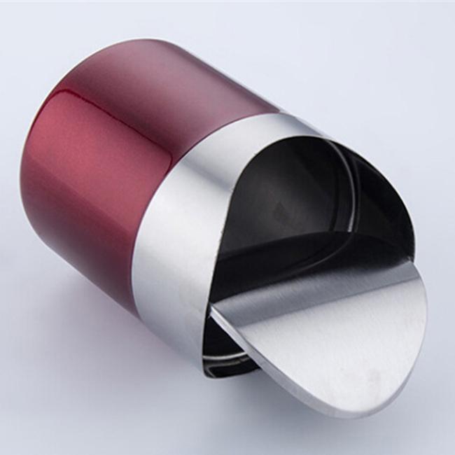 4 Colors Stainless Steel Mini Car Rubbish Bin Detachable Rolling Cover Dust Trash Bin Desktop Trash Bin Home Office Trash Can