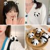 Korean Cute Cartoon Bear Panda Brooch with Plush Doll and Hair Accessories Set