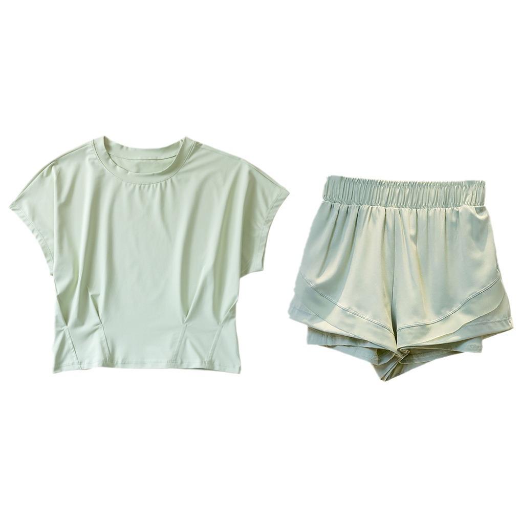 Женский быстросохнущий летний топ для йоги и пилатеса, спортивный фитнес-комплект с круглым вырезом