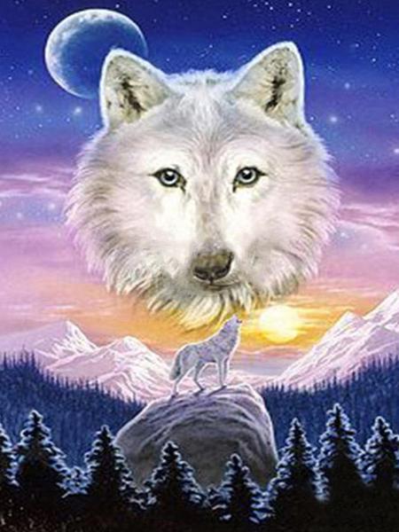 Diy 5d полная алмазная живопись, вышивка животных, квадратная круглая дрель, лес, лунный свет, волк, мозаика, украшение для мебели, подарок для хобби