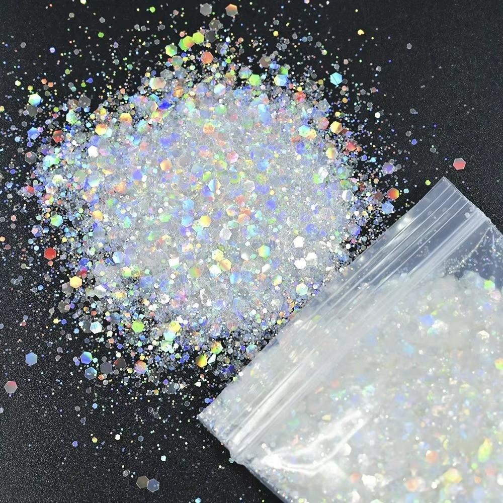 50G Holographic Nail Diamond Glitter Sequins Hexagon Holographic Glitter Polish Decoration
