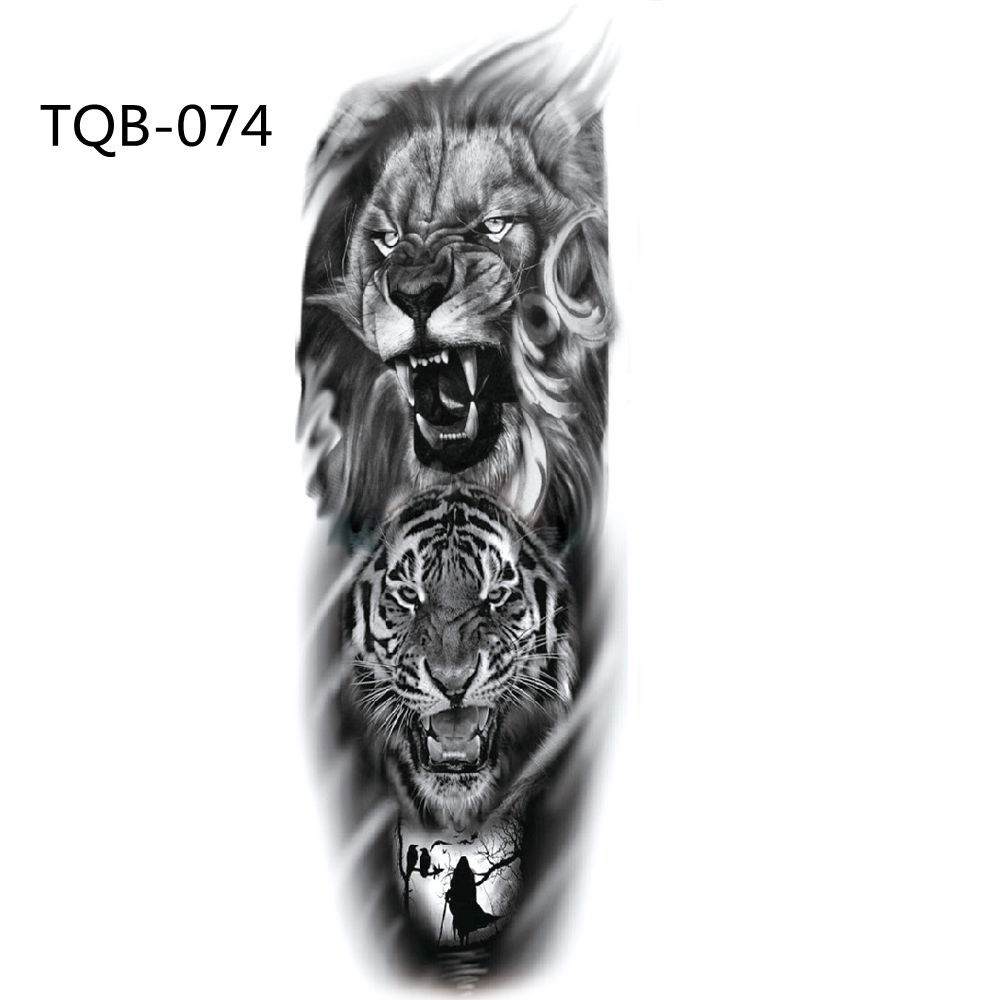 Fashion Fake Tattoos Waterproof  Tiger Eye Clock  Temporary Decal Large Leg Full Arm Tattoo Sticker