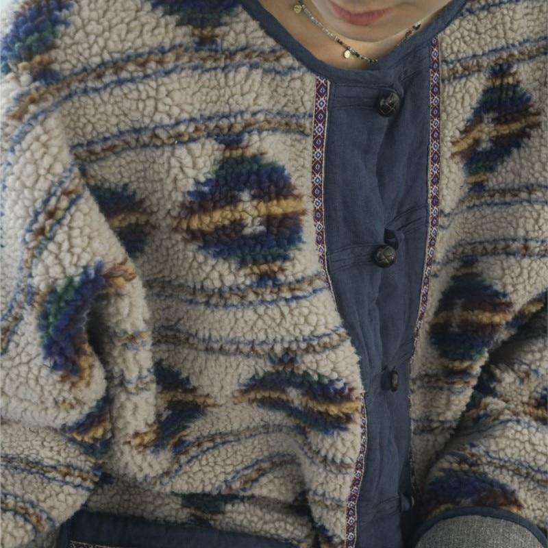 Johnature Женские винтажные теплые флисовые зимние парки с круглым вырезом и длинными рукавами на пуговицах, парки с цветочным принтом и свободными карманами