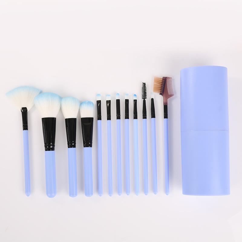 Hot Selling 12cs Professional Makeup Brush Set Woman Vegan Hair Blue Pink Makeup Brush Set