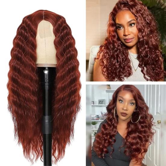 Парики с волнистыми волосами, волнистые волосы средней длины, гладкие блестящие волосы, увеличивающие объем, накладные волосы, натуральный парик, африканский бразильский черный длинный вьющийся парик