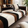Chenille Color Block Stripe Pattern Sofa Cover Modern Thicken Sofa Cushion for Living Room Fixed Anti Slip Couch Protector Cover
