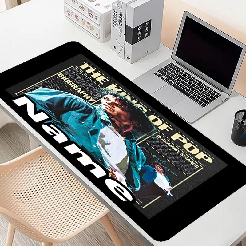 Custom Name Personalized Michael Jackson Pattern Mousepad, Laptop PC Desk Mat, Decorative Desk Mat for Home Keyboard Pad Gift