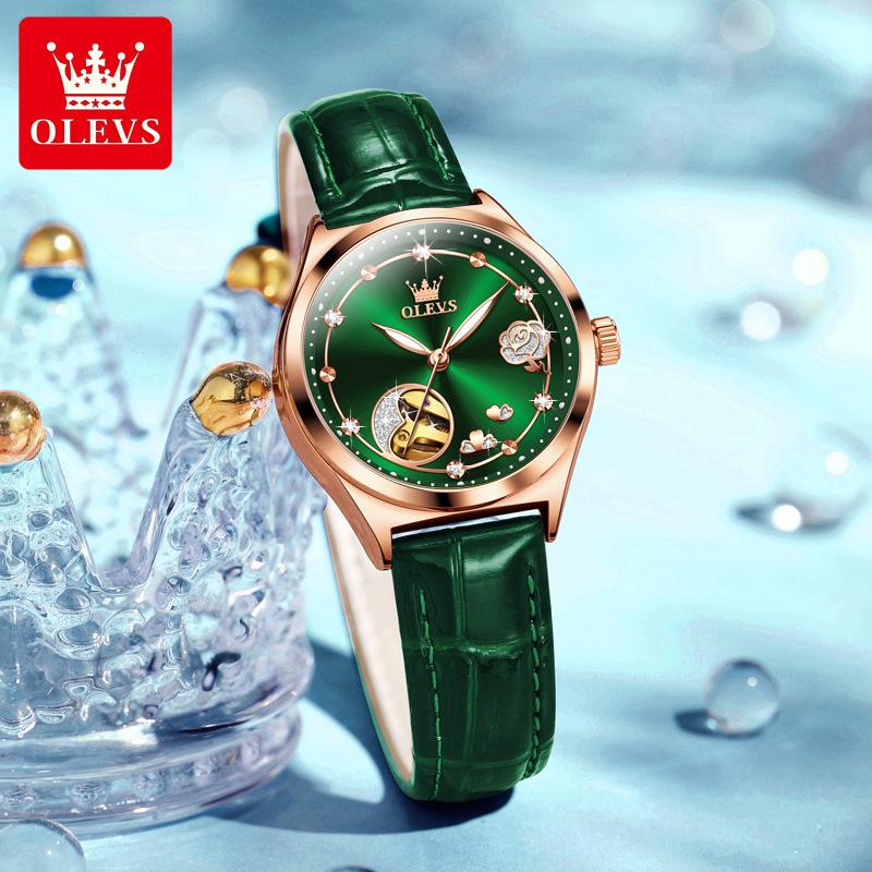 OLEVS Brand Watch Diamond Hollow Mechanical Table Waterproof Night Ladies Watch Female Watch