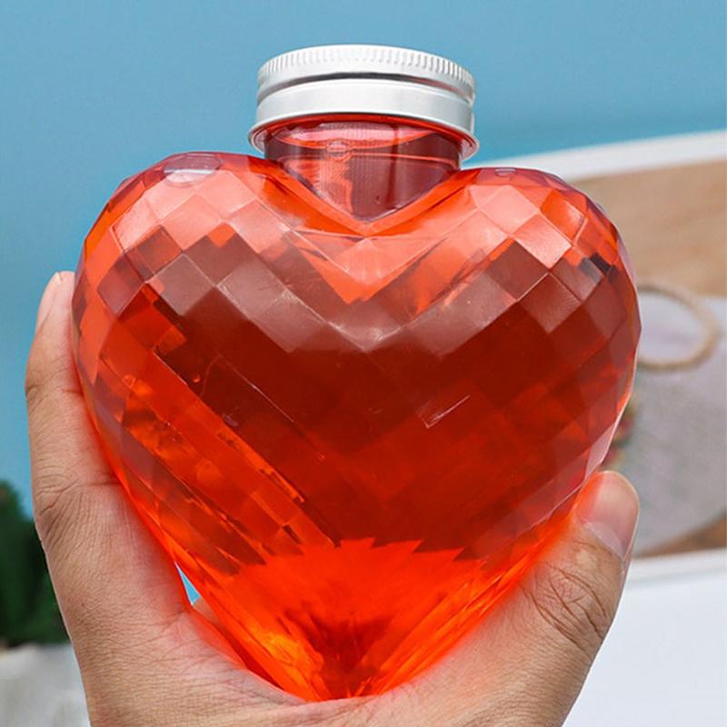 10 шт. 300 мл пластиковые бутылки в форме сердца для хранения напитков контейнеры бутылки для питьевой воды пластиковые бутылки для воды с крышками колпачки