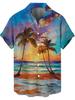 Retro Men's Hawaiian Shirts Coconut Tree 3D Digital Print Casual Shirt Beach Vacation Button- Summer Aloha Shirts